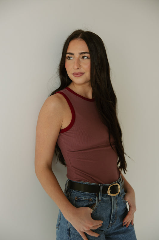 Round Neck Colorblock Bodysuit