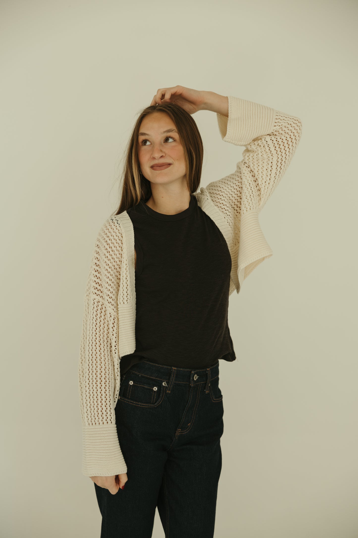 Ivory Wide Sleeve Crop Cardigan