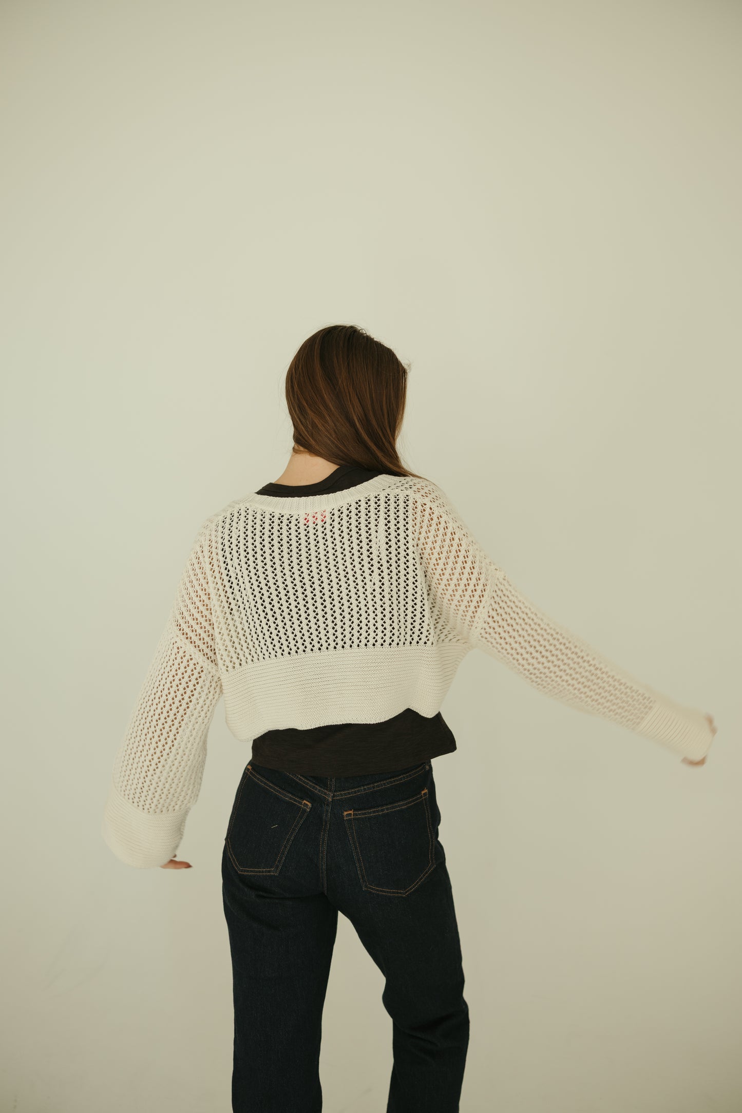 Ivory Wide Sleeve Crop Cardigan