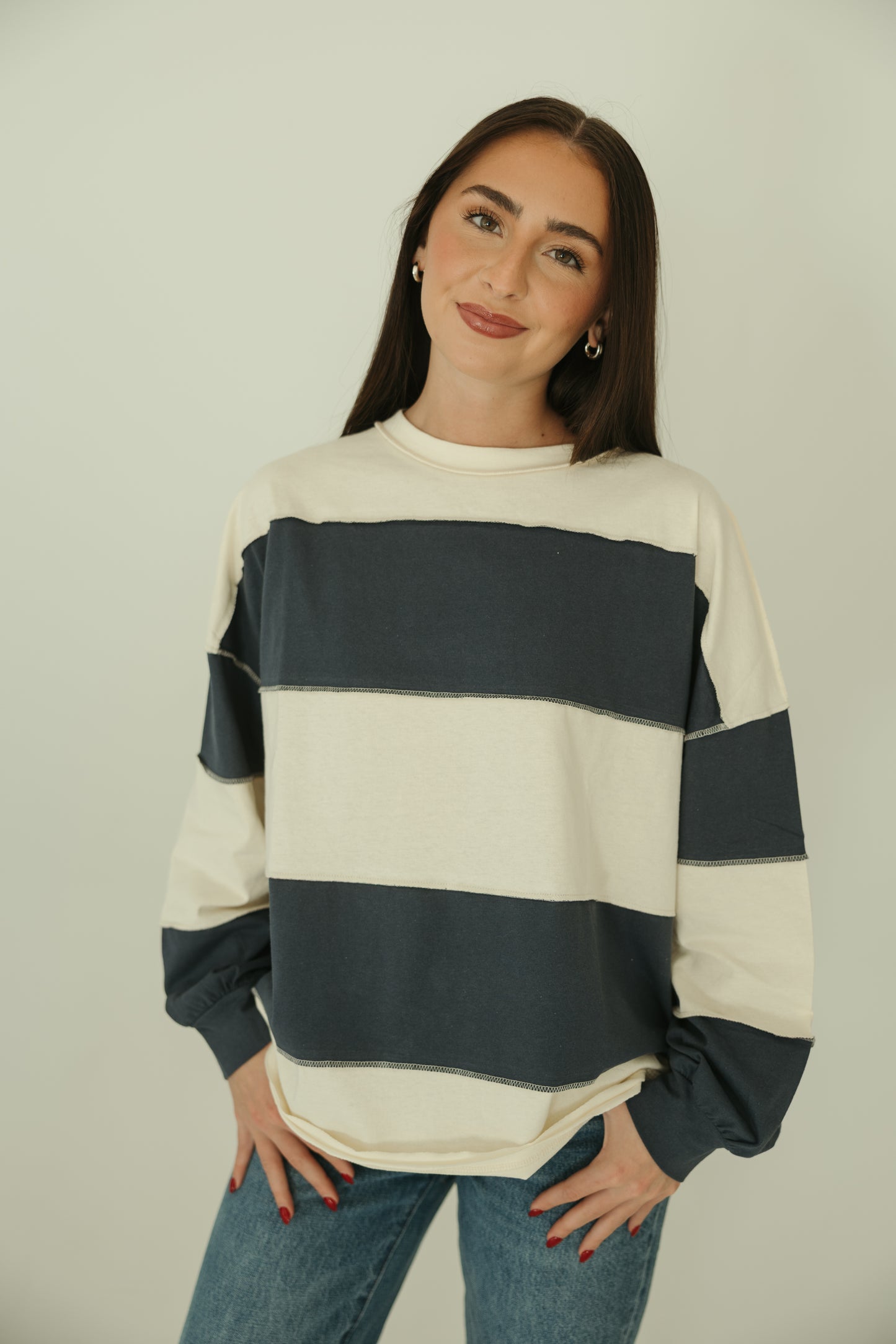 Navy Striple Long Sleeve