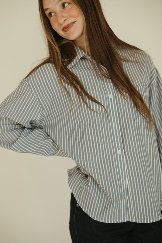 Blue Stripe Collared Button Down