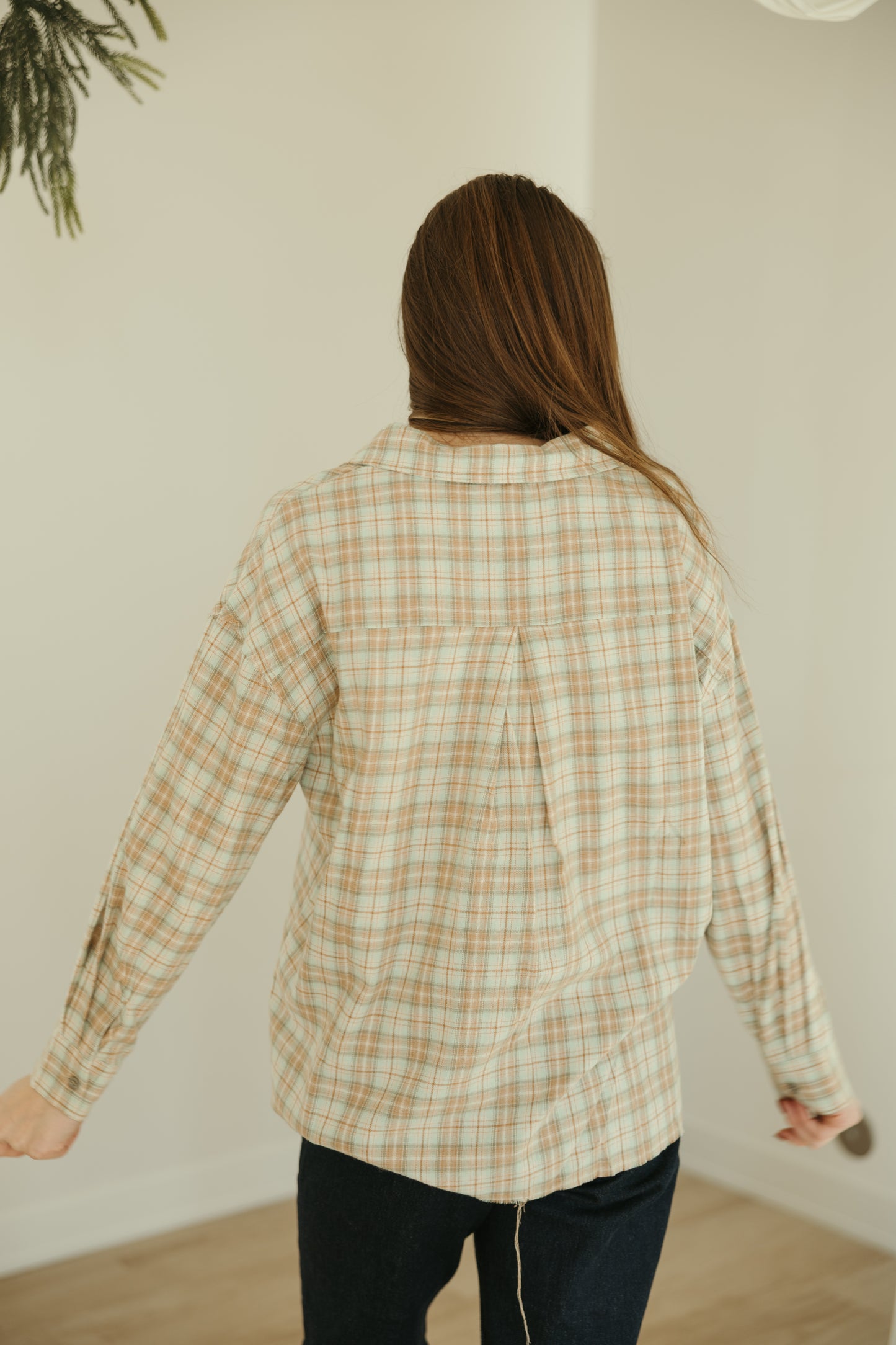 Plaid Raw Edge Button Down