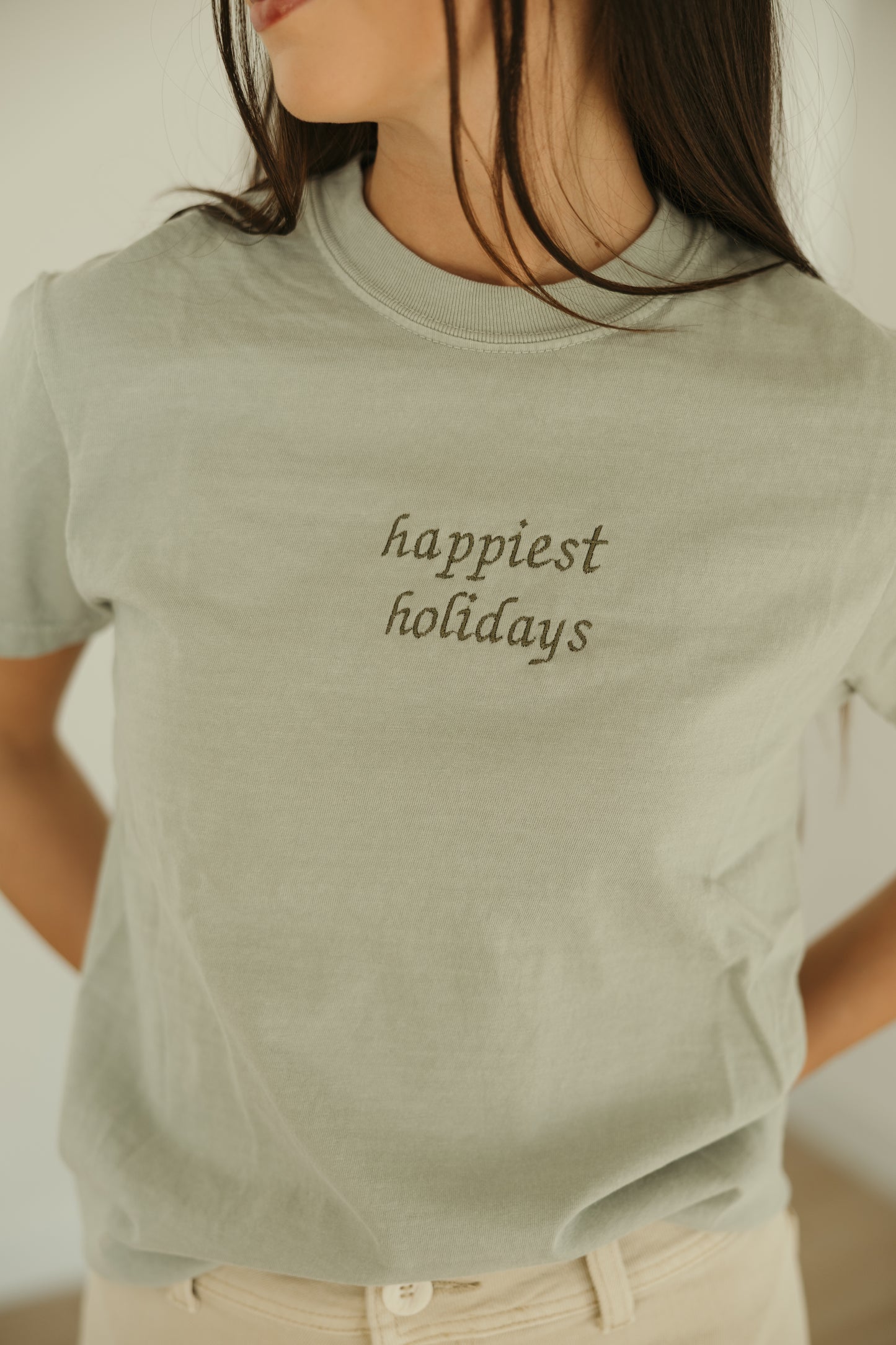 Happiest Holidays Embroidered Tee