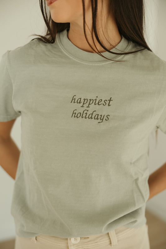 Happiest Holidays Embroidered Tee