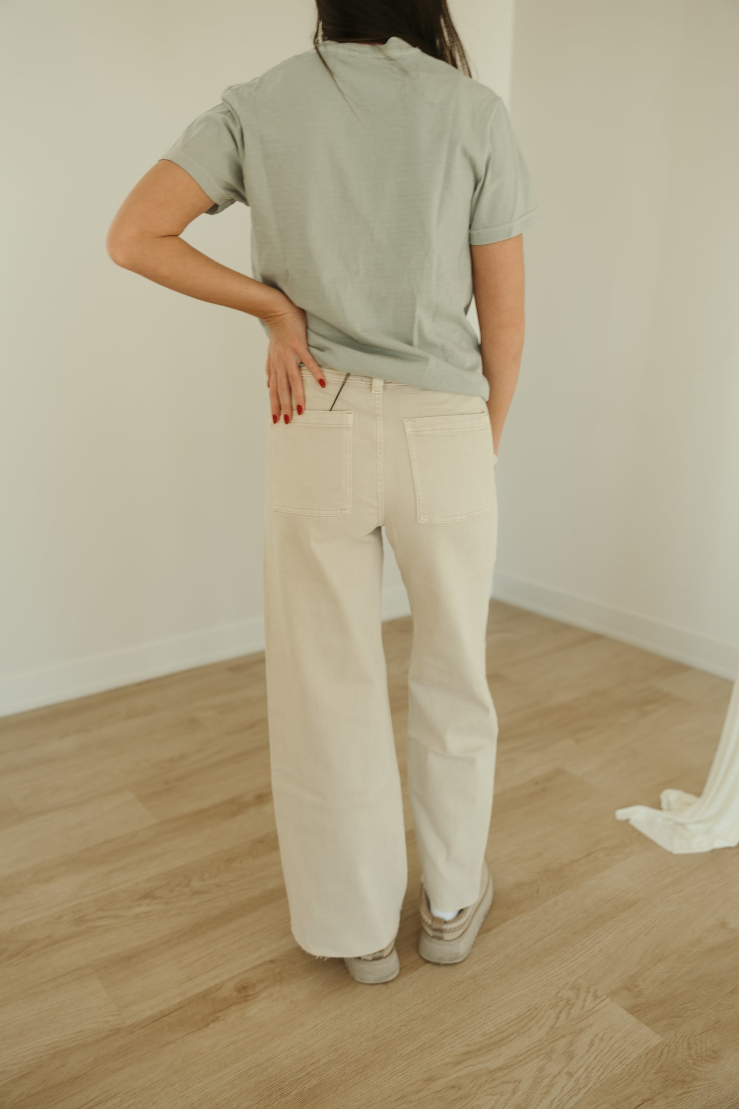 Beige Wide Leg Pants