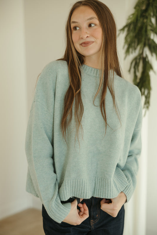 Soft Blue Tie Back Sweater