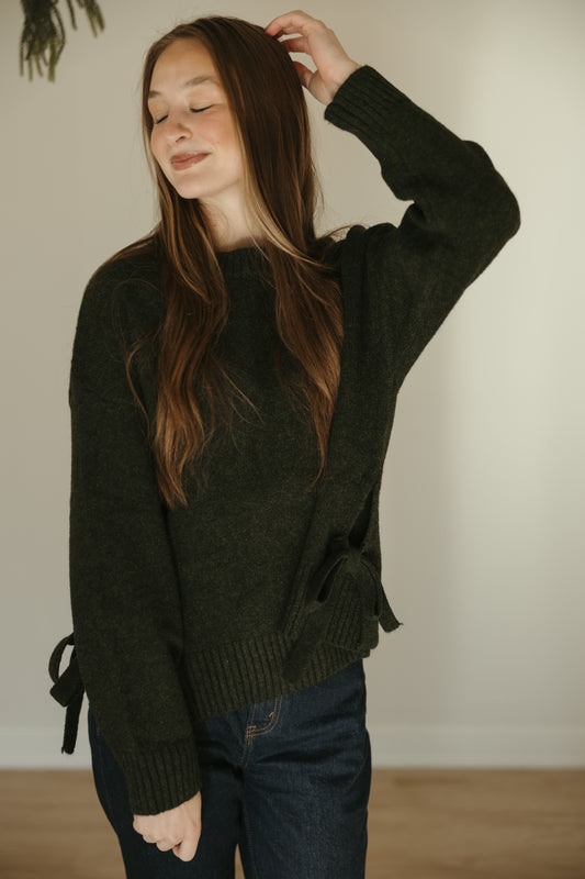 Olive Split Hem Sweater