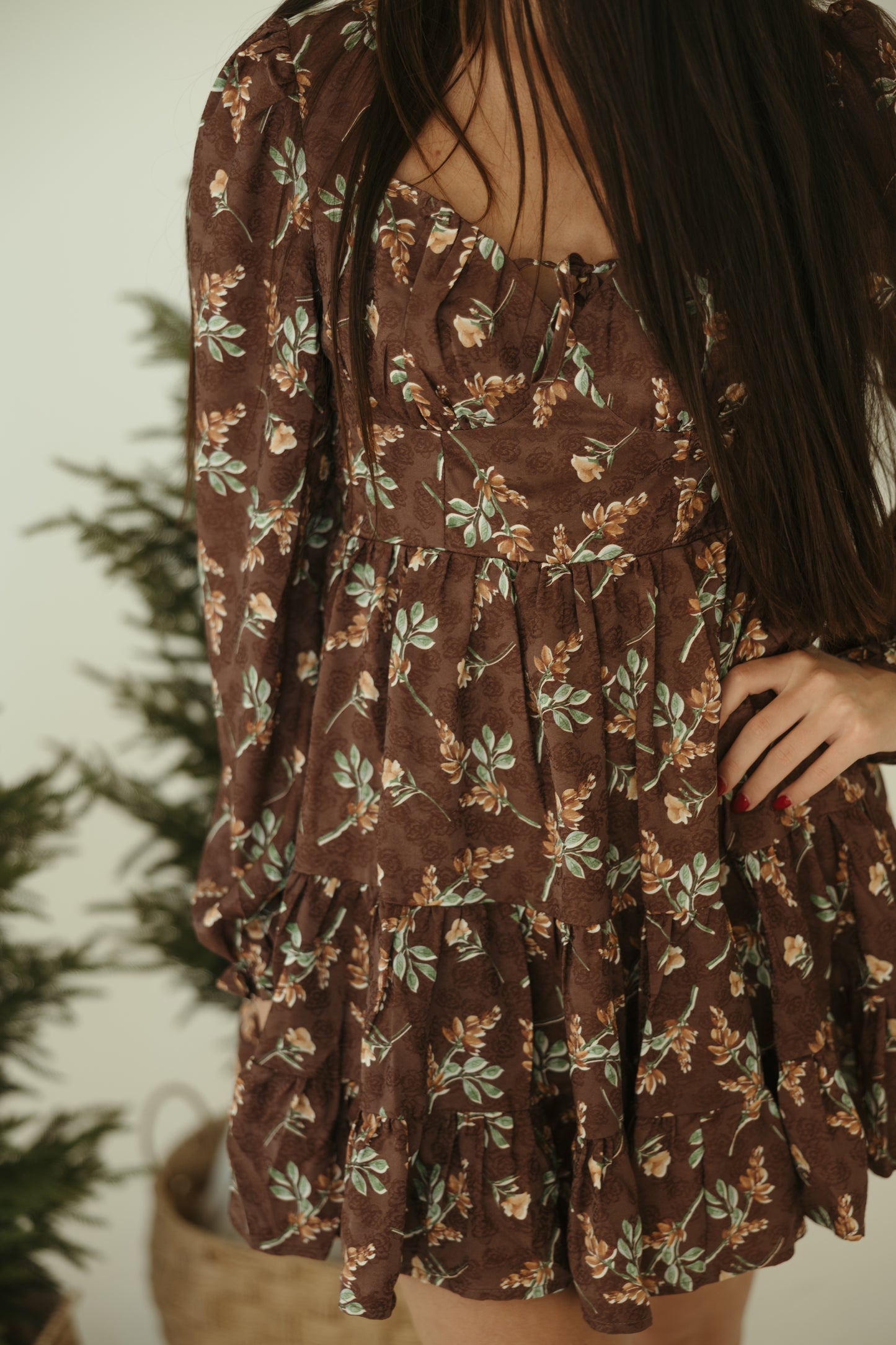 Brown Floral Mini Dress