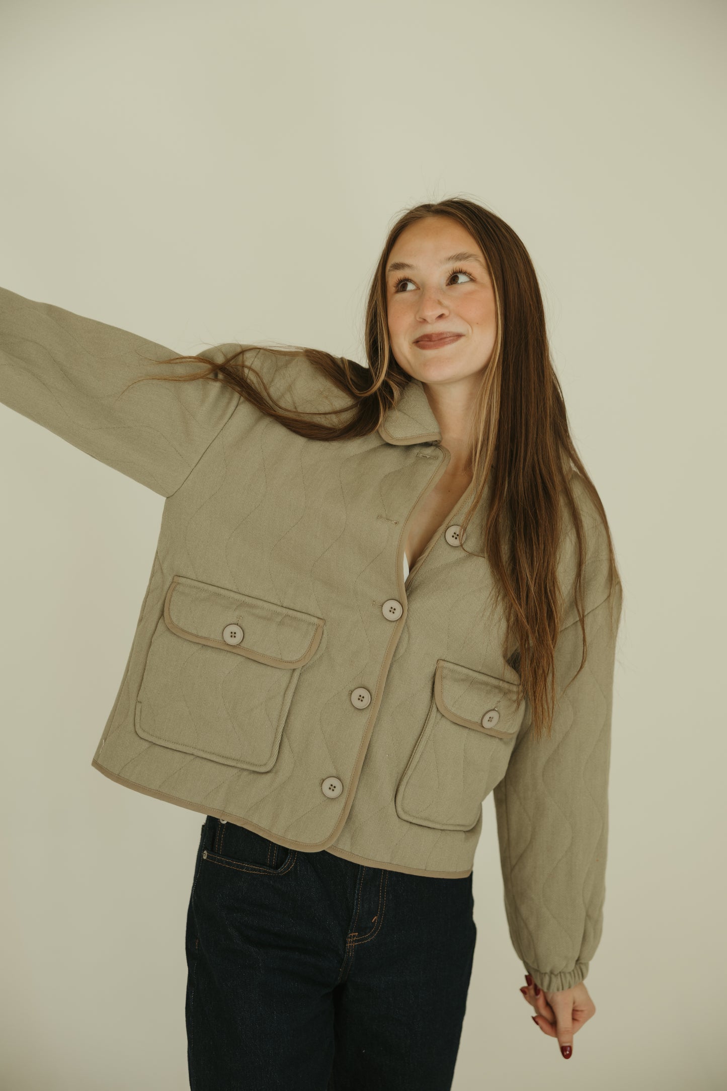 Light Olive Quilted Jacket