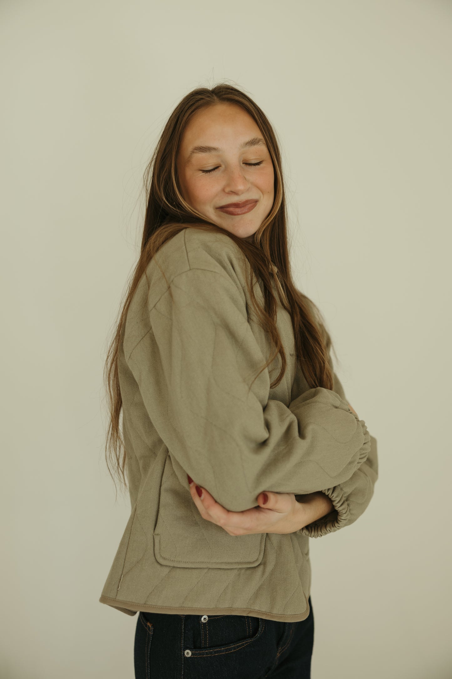 Light Olive Quilted Jacket