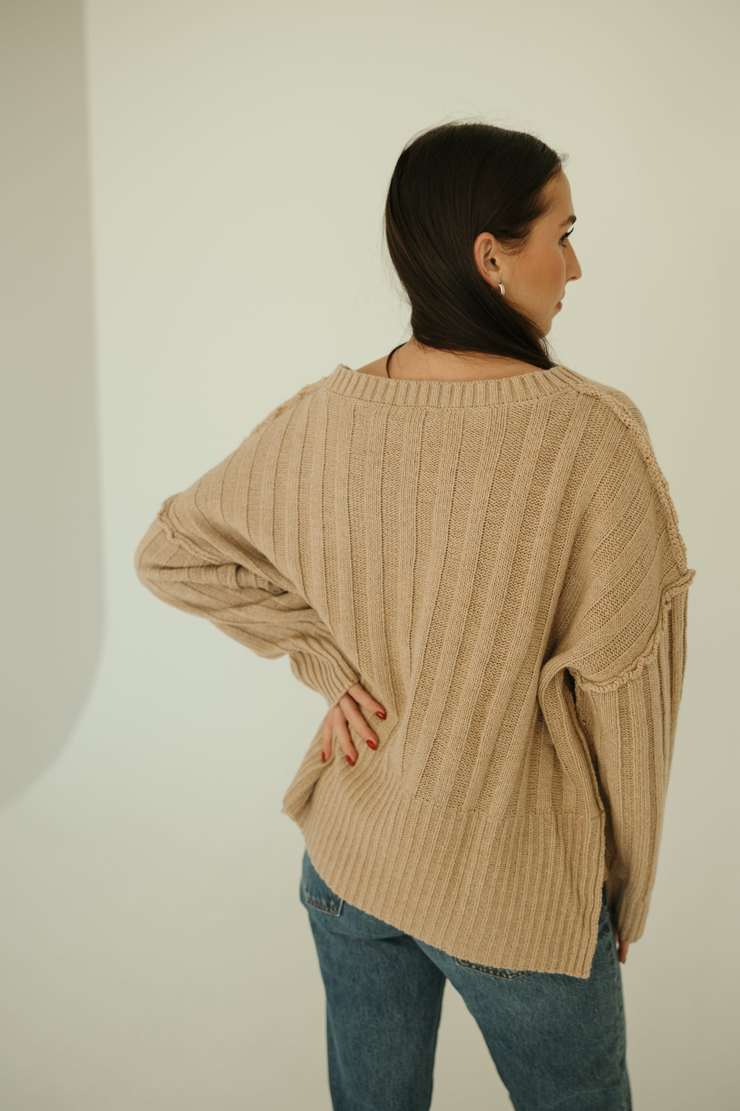 Wheat Pullover Pocket Sweater