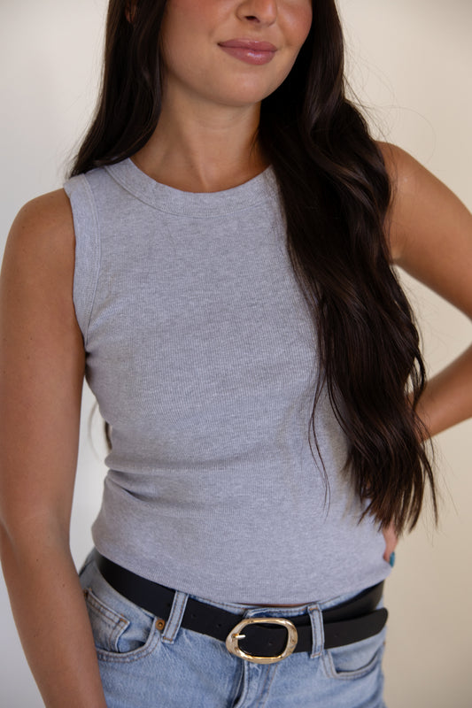 Basic Ribbed Round Neck Tank