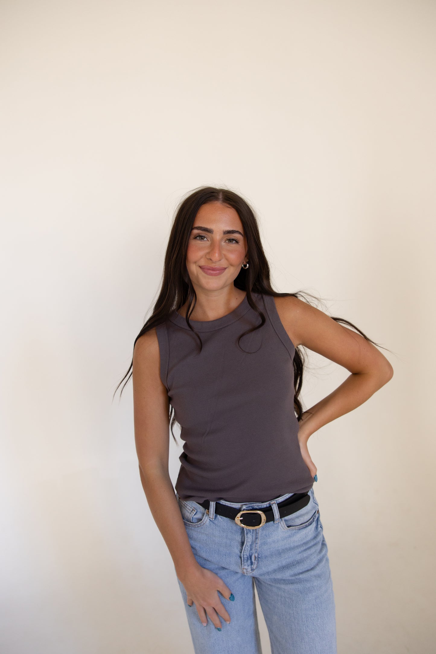 Basic Ribbed Round Neck Tank