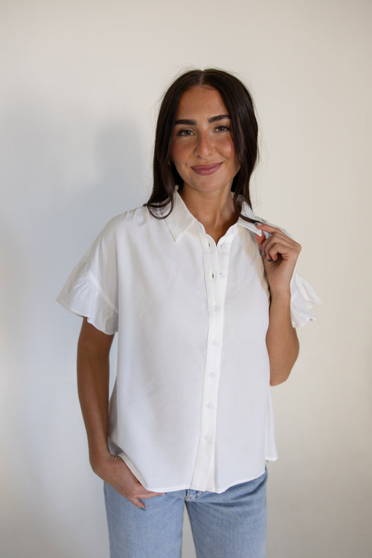 Ivory Ruffle Short Sleeve Top