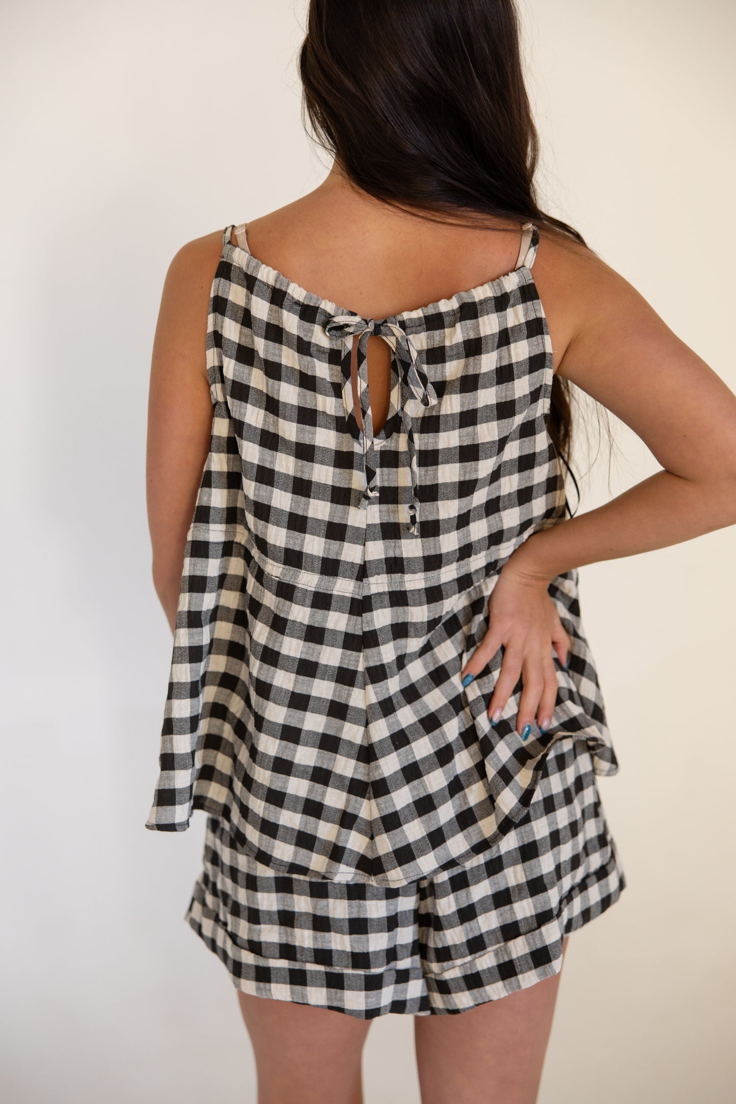 Gingham Elastic Wasitband Shorts