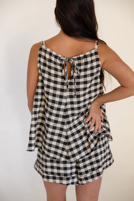 Gingham Elastic Wasitband Shorts