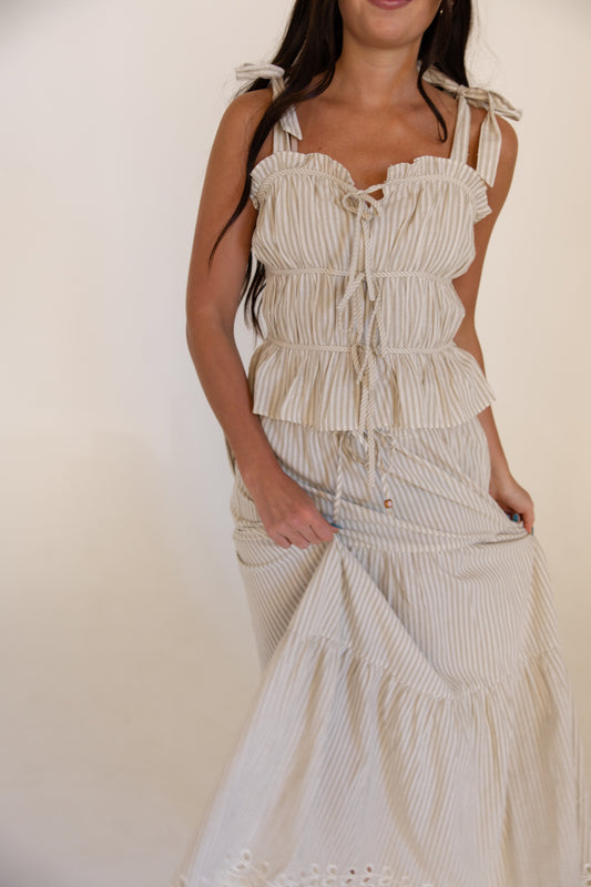 Natural Stripe Ribbon Tank