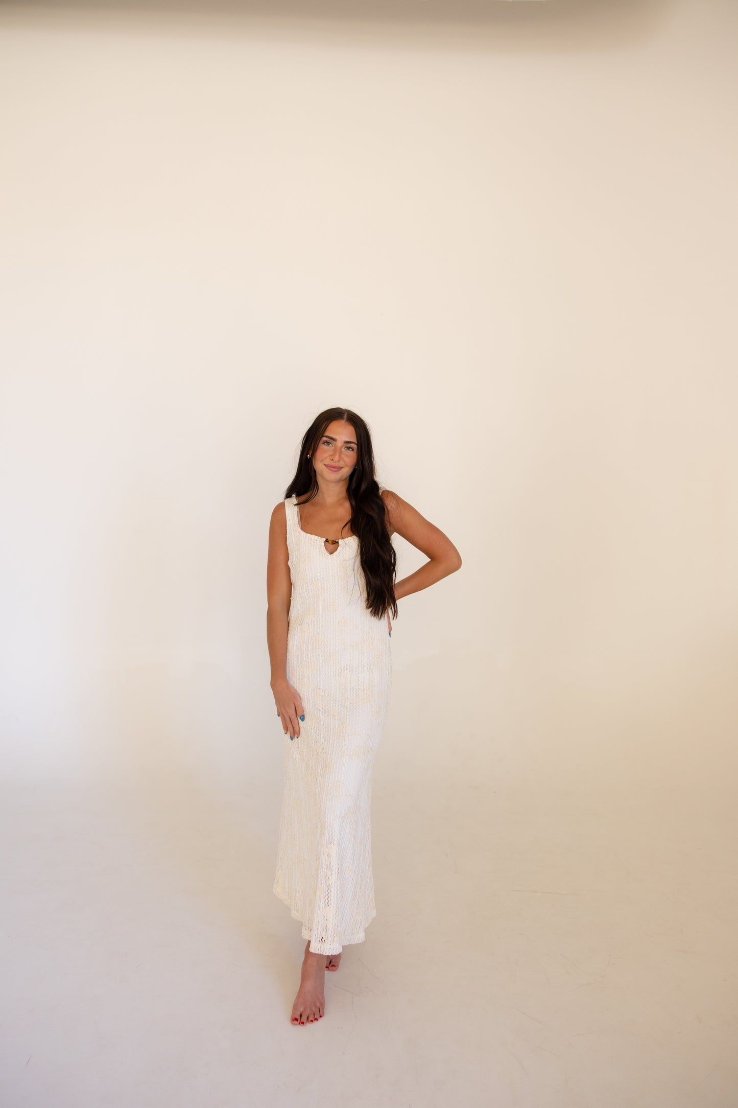 Natural Floral Net Dress