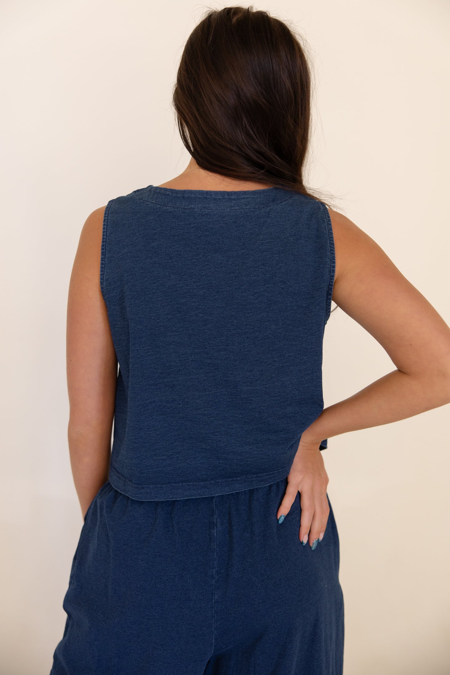 Indigo Button Vest Top