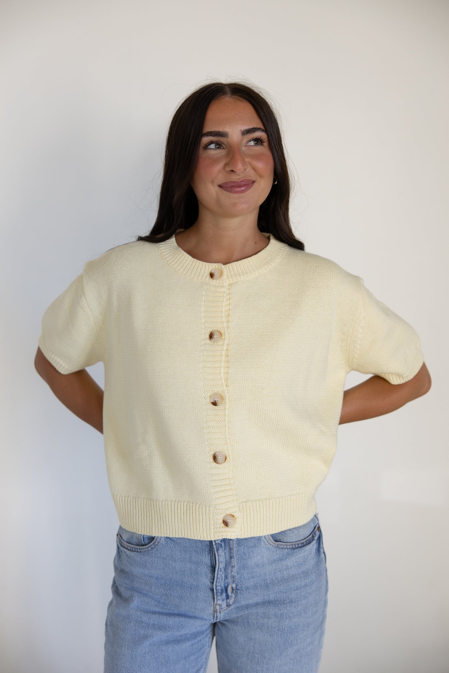 Light Yellow Button Down Cardigan