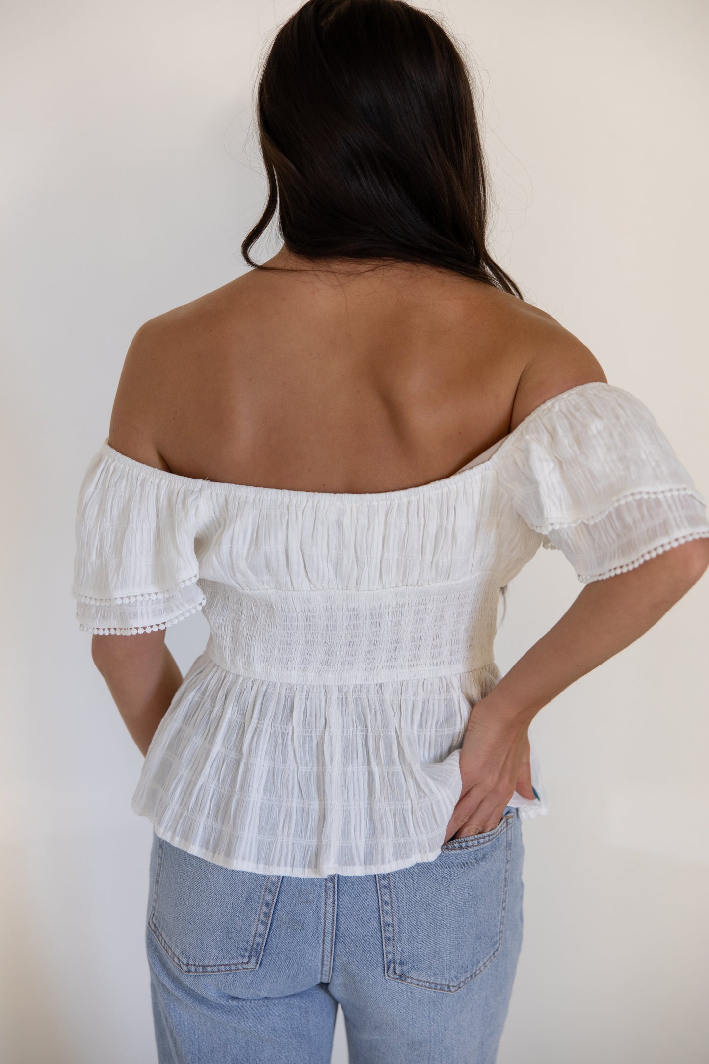 White Flutter Sleeve Top