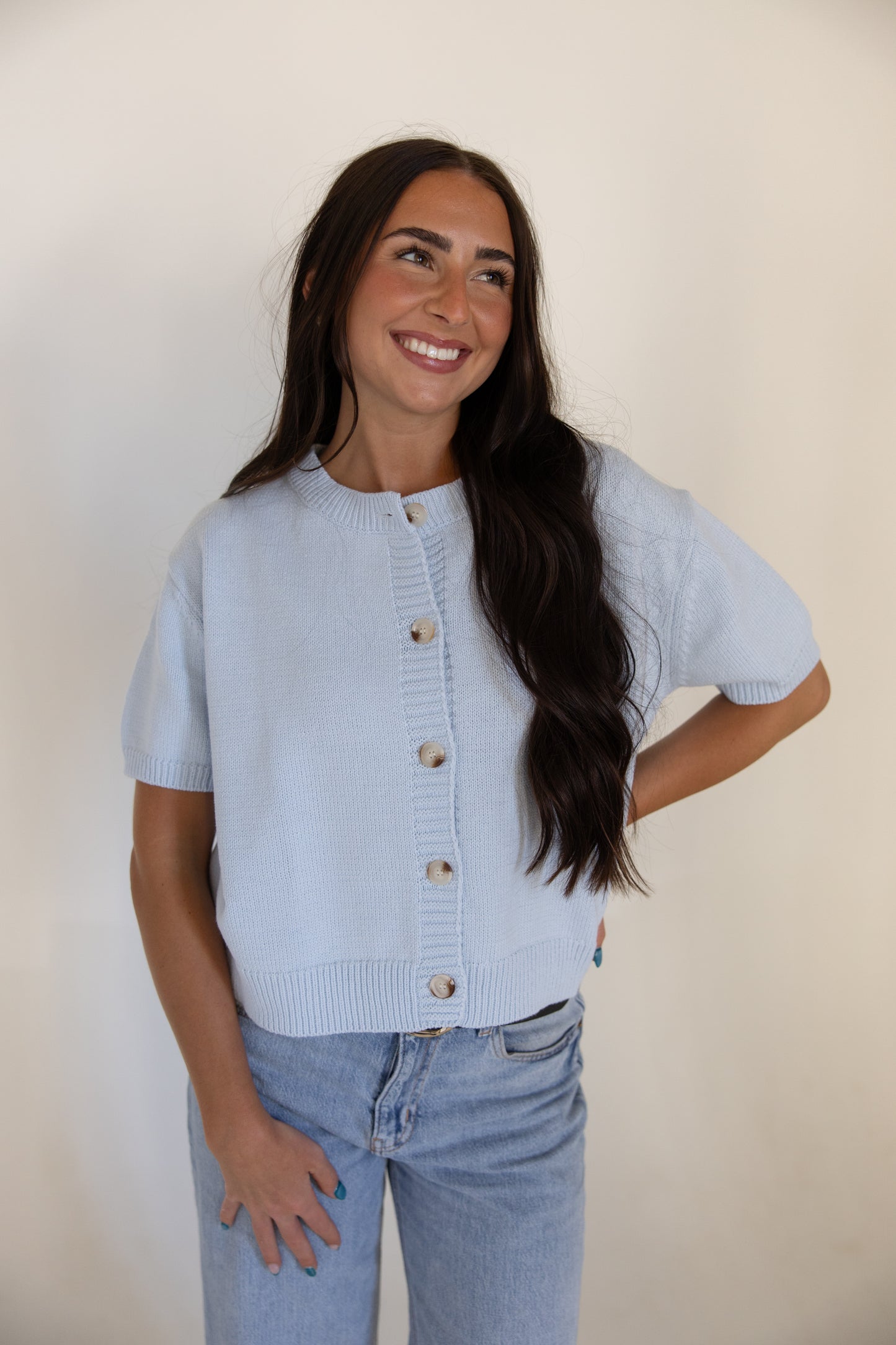 Light Blue Button Down Cardigan