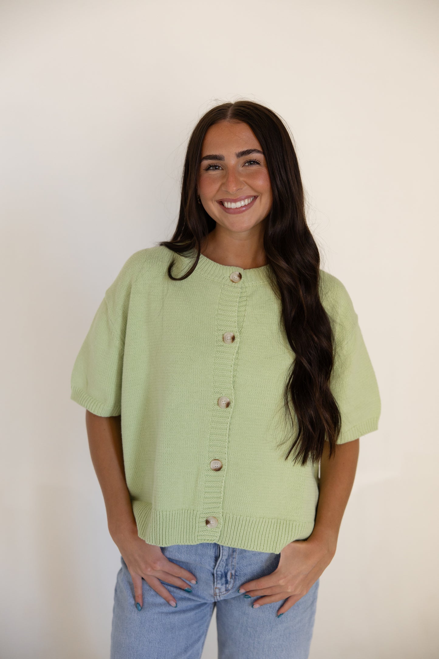 Light Green Button Down Cardigan