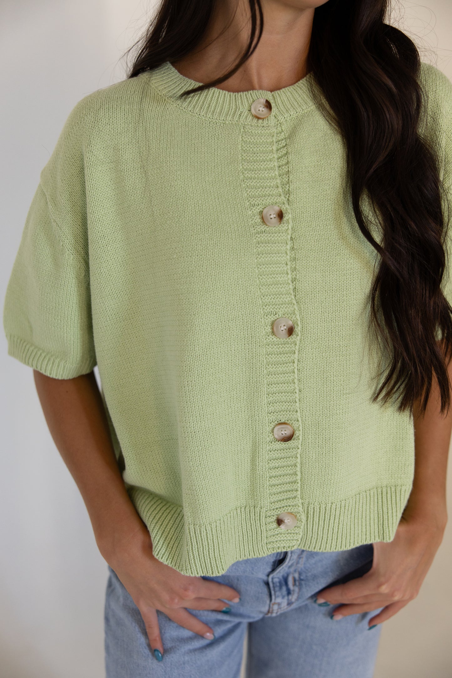 Light Green Button Down Cardigan