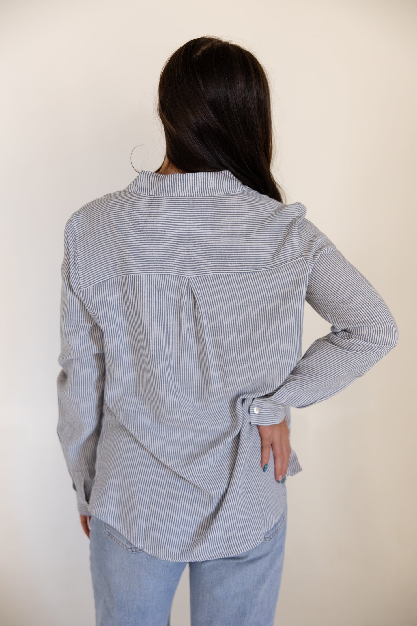 Linen Blend Stripe Button Down