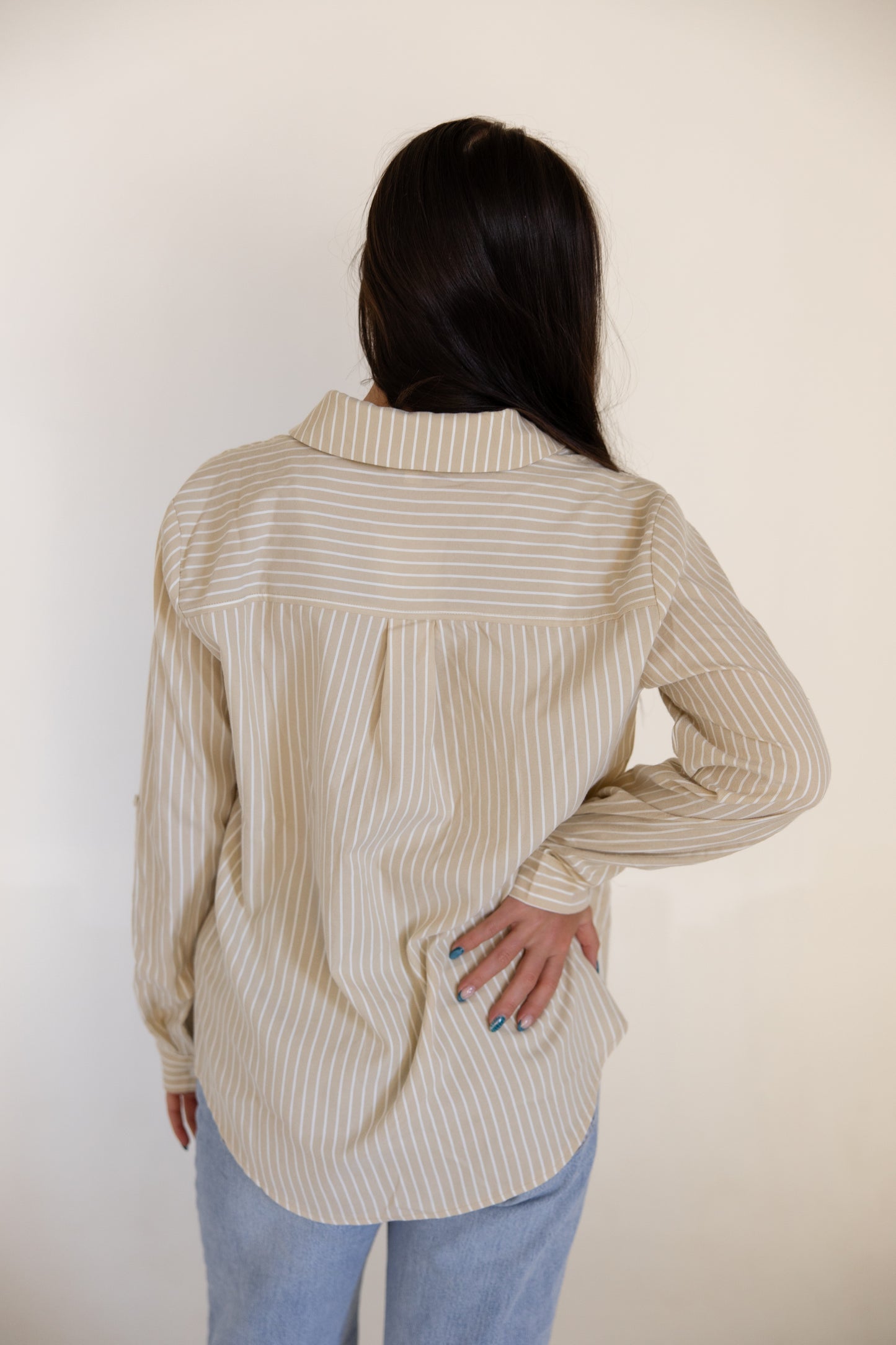 Taupe Stripe Button Down