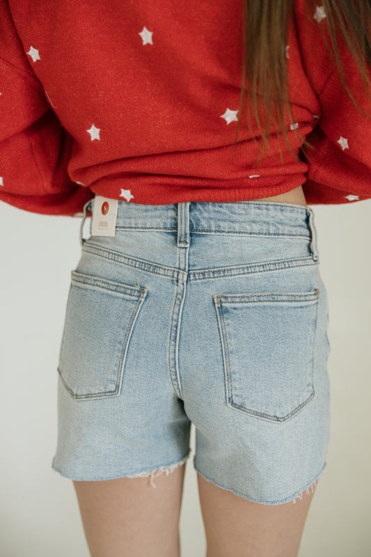 Light Wash Longer Length Denim Shorts