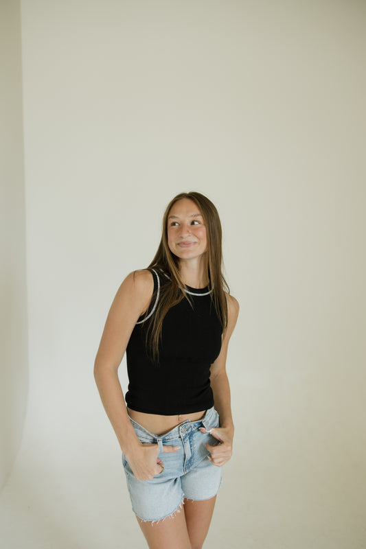 Black Thread Detail Tank
