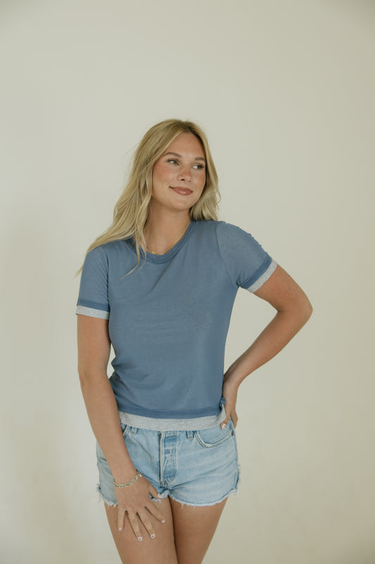 Blue Jersey Combo Tee