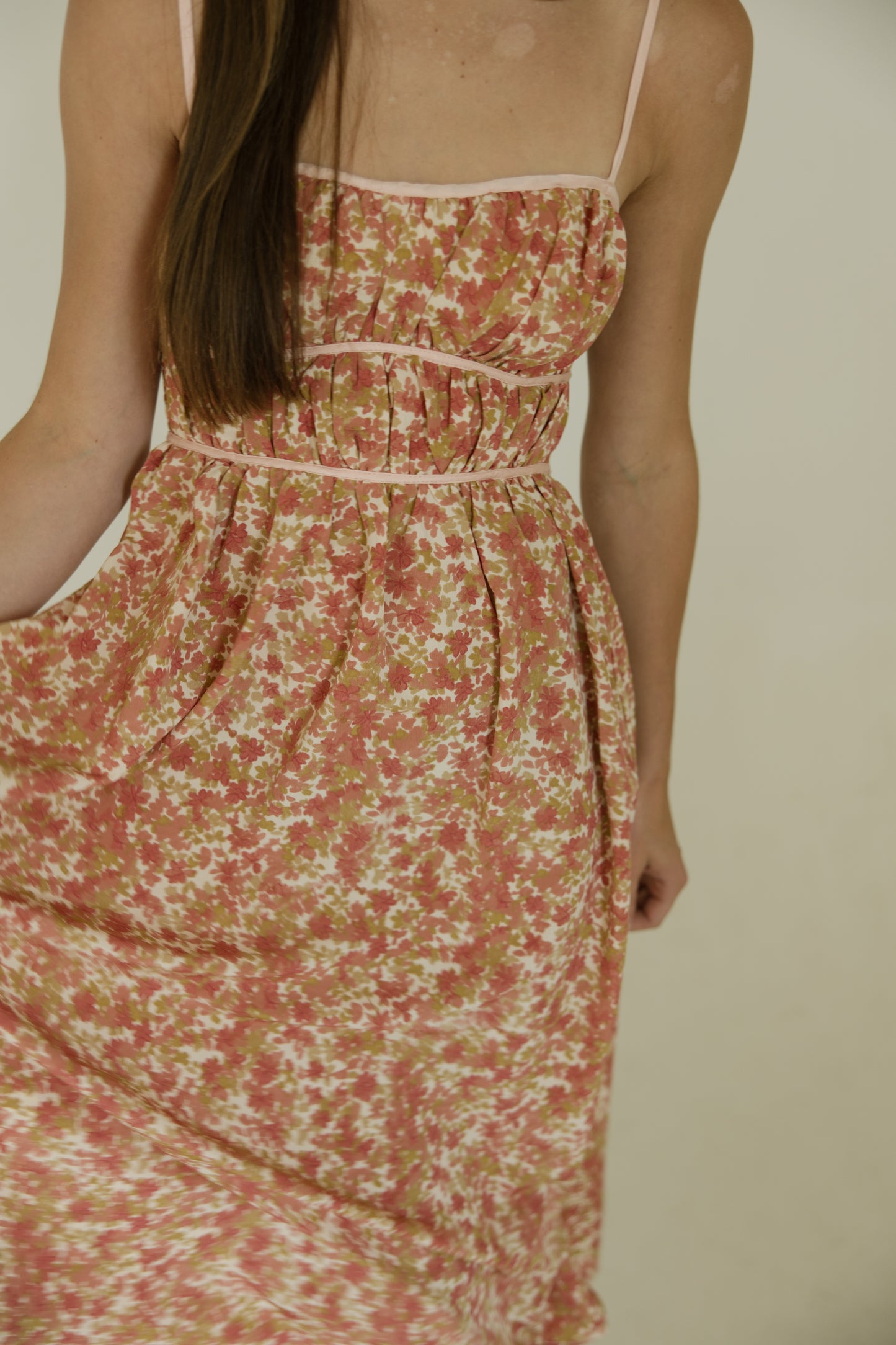 Rose Floral Smocked Midi Dress