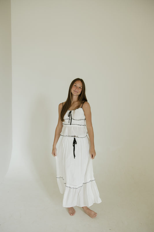 Black Ruffle Trim Top & Skirt Set