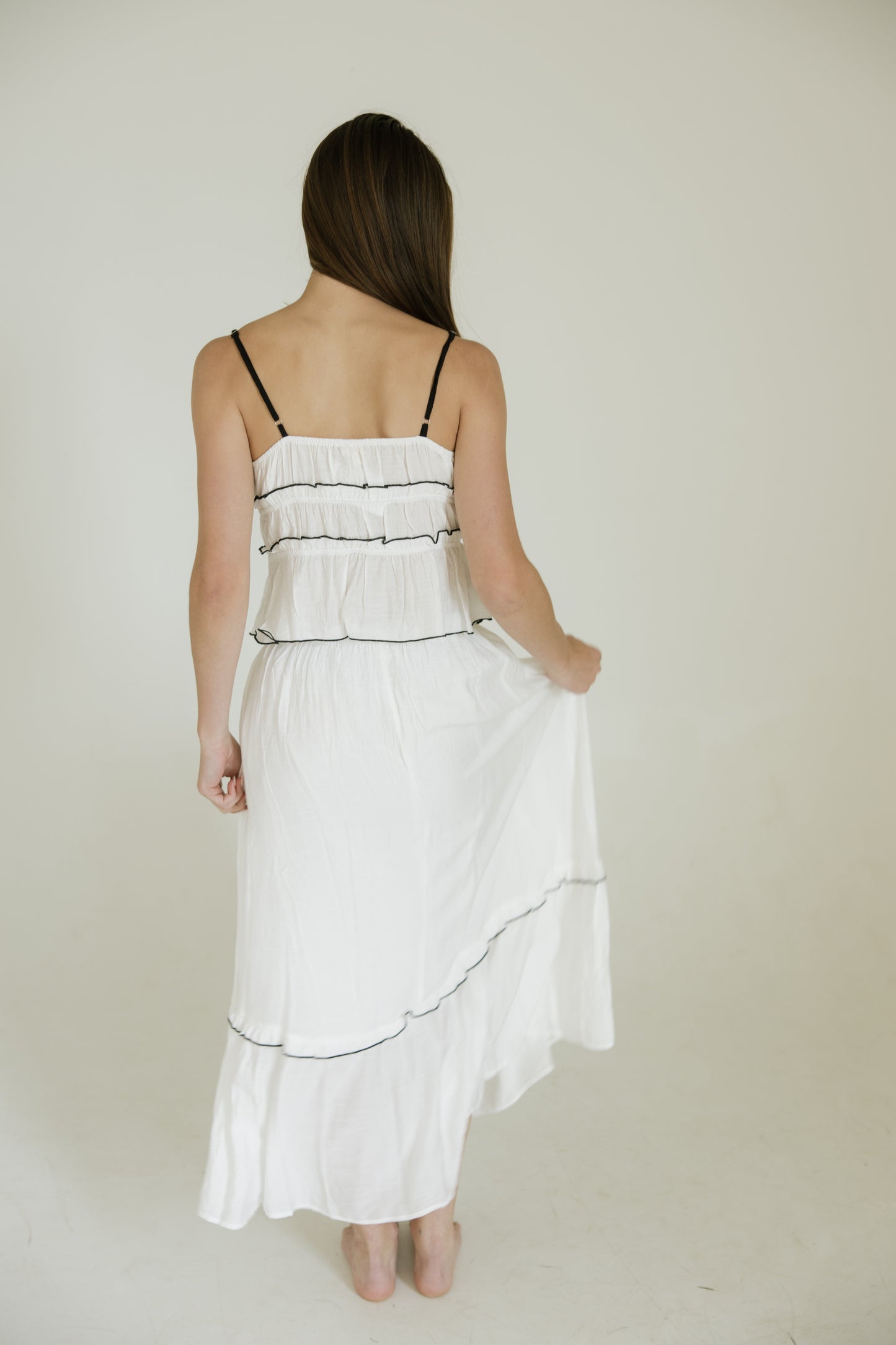 Black Ruffle Trim Top & Skirt Set