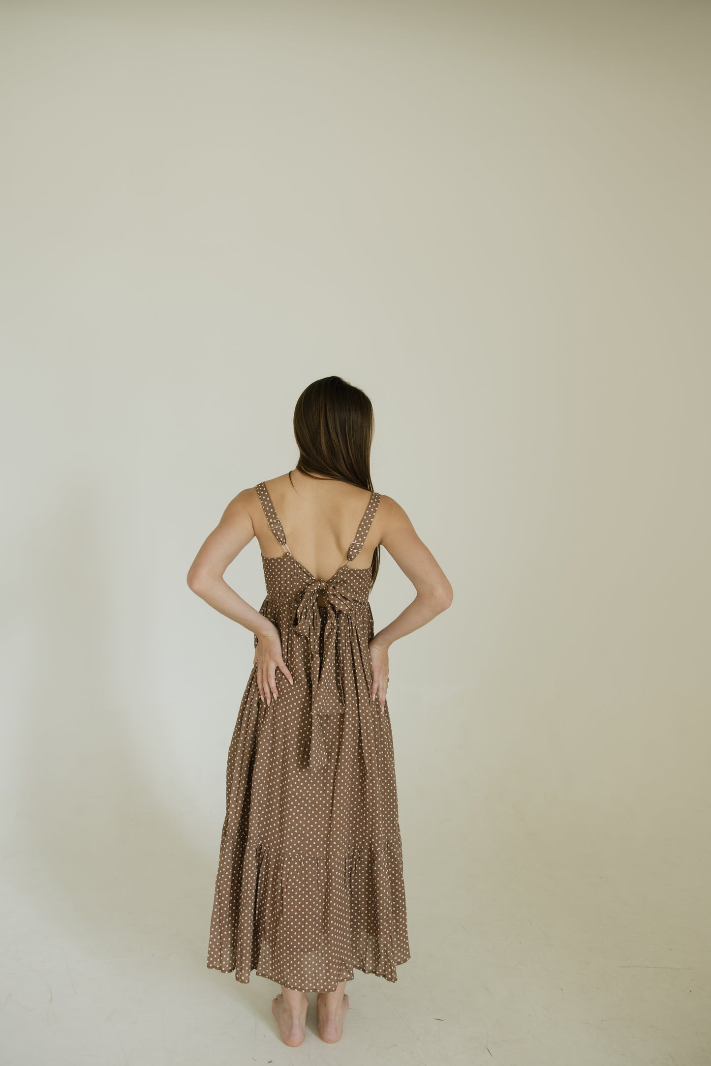 Brown Polka Dot Maxi Dress