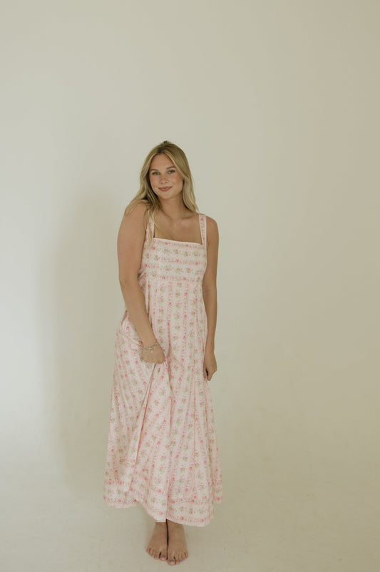 Pink Antique Floral Maxi Dress