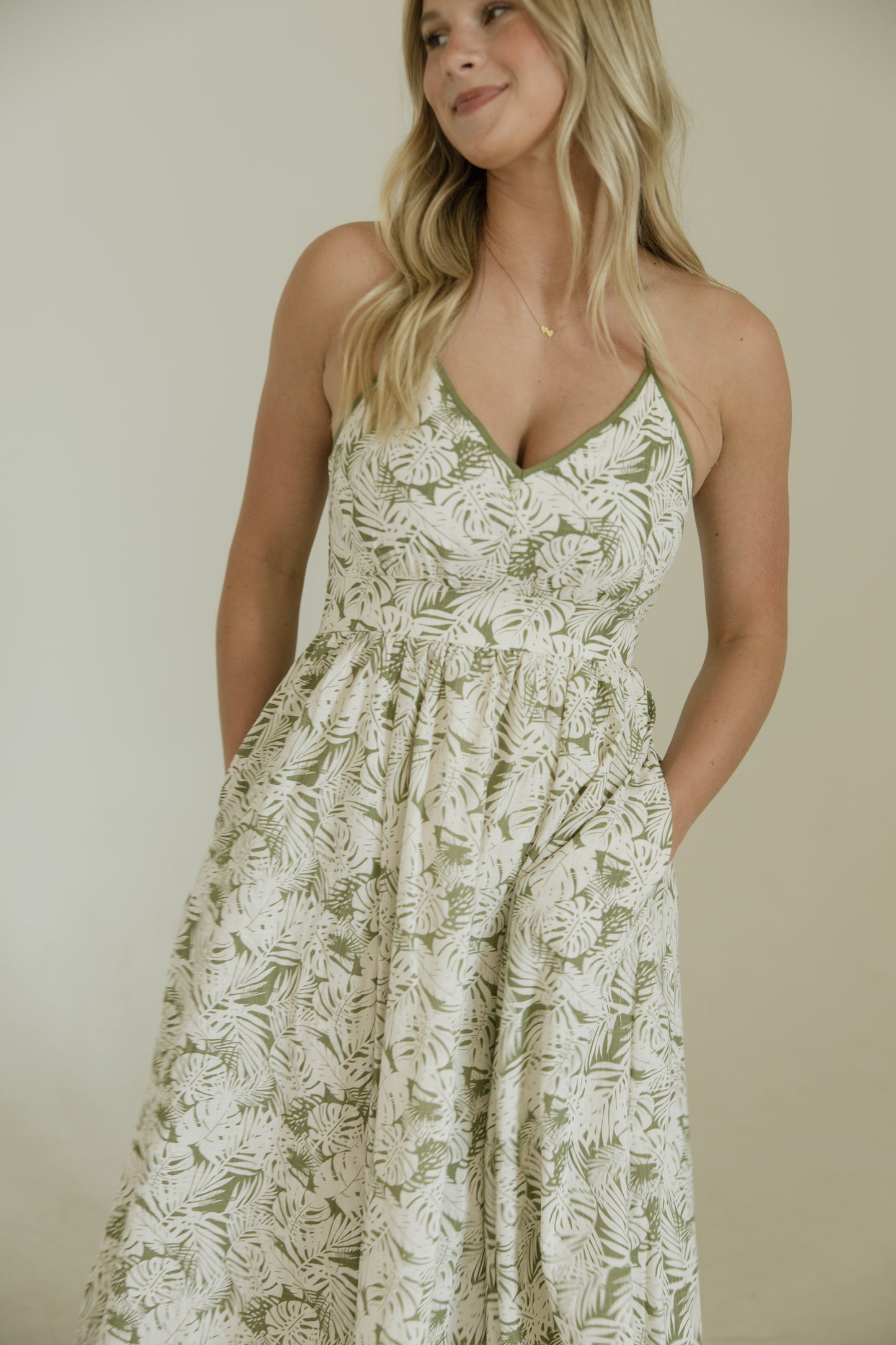 Olive Palm Resort Maxi Dress