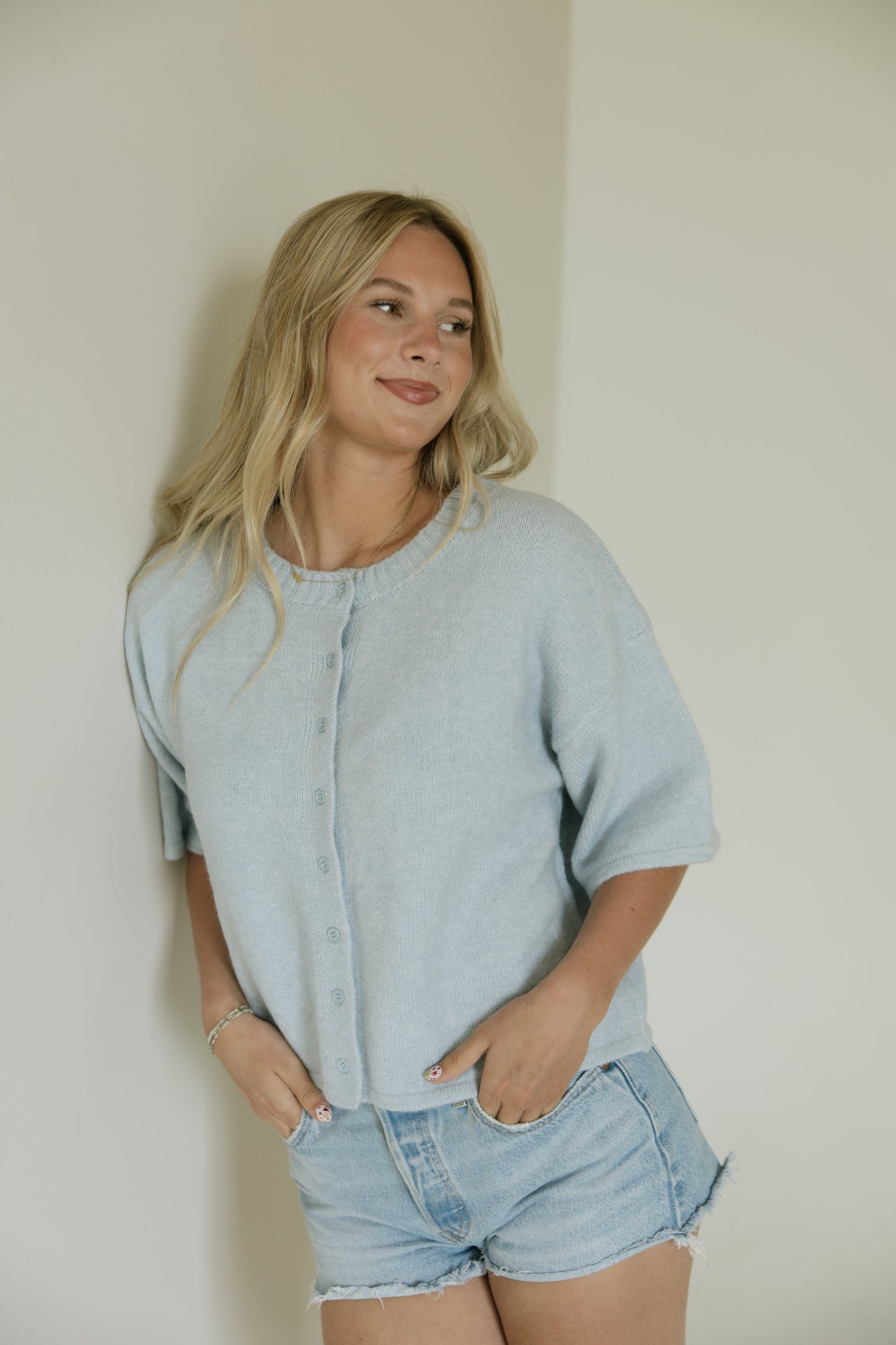 Sky Blue Button Up Cardigan