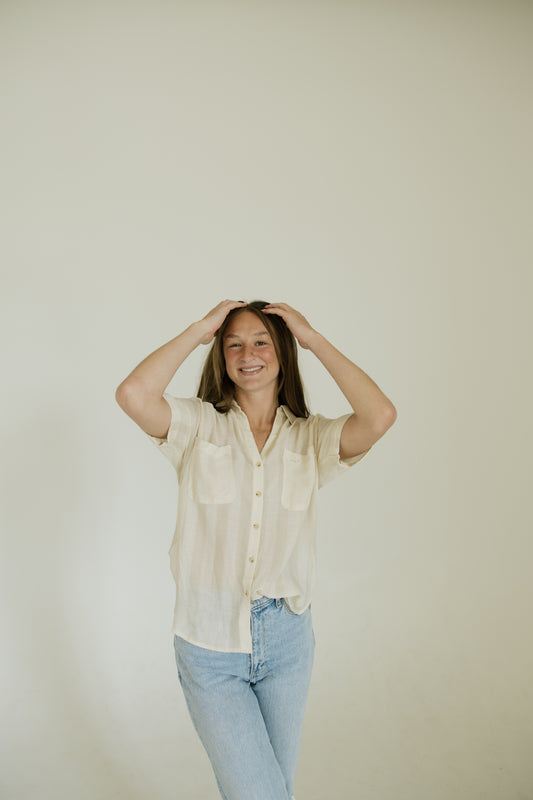 Natural Relaxed Collared Button Down