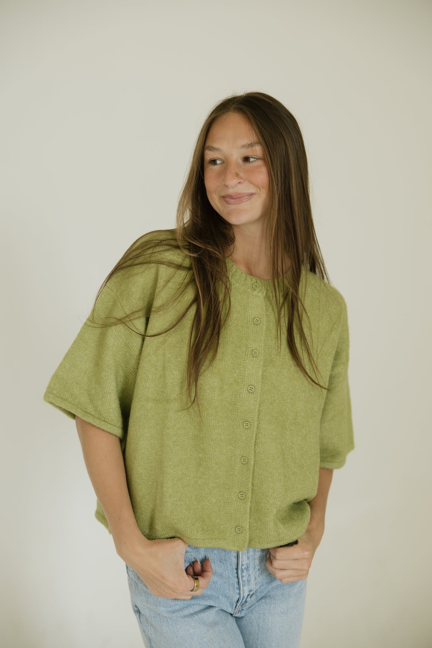 Soft Green Button Up Cardigan