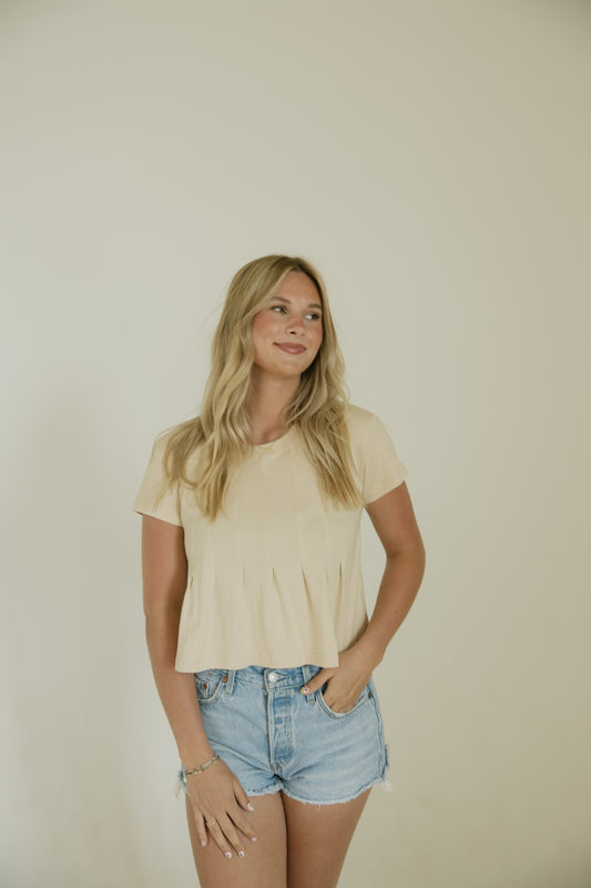 Oat Pleated Swing Top