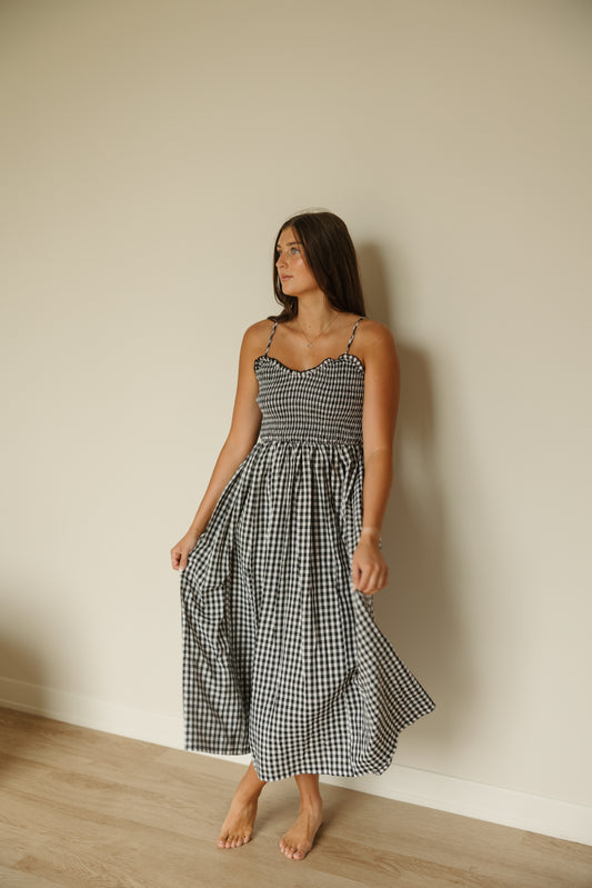 Black and White Gingham Maxi Dress