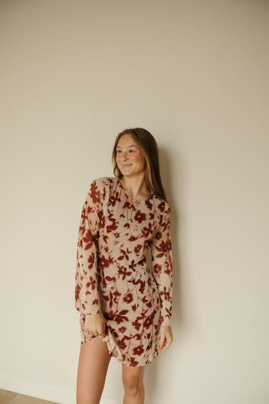 Bell Sleeve Floral Mini Dress