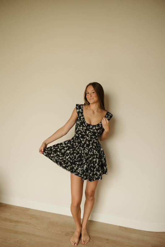 Floral Print Flared Romper
