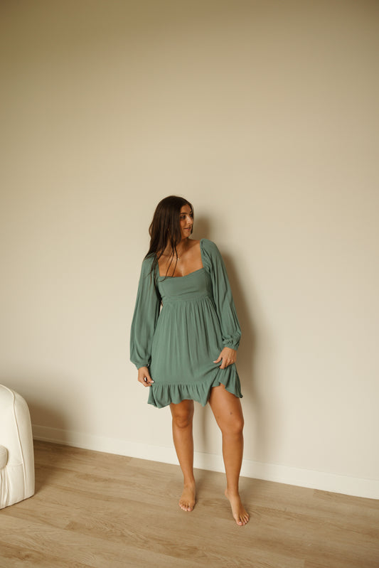 Eucalyptus Long Sleeve Babydoll Dress