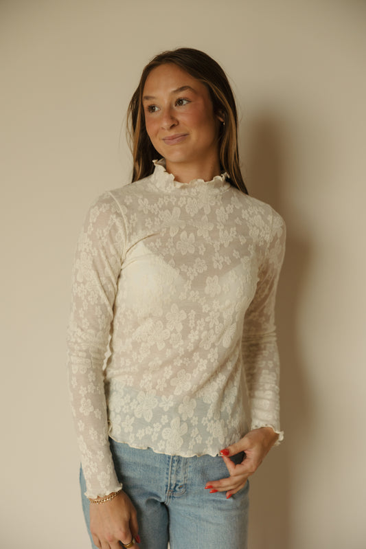 White Mock Neck Longsleeve Top