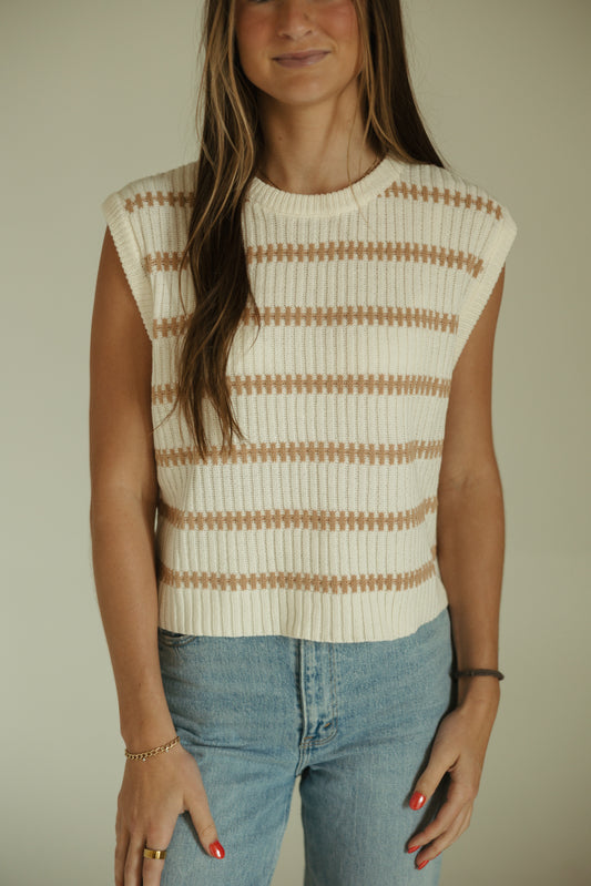 Crew Neck Stripe Knit Top