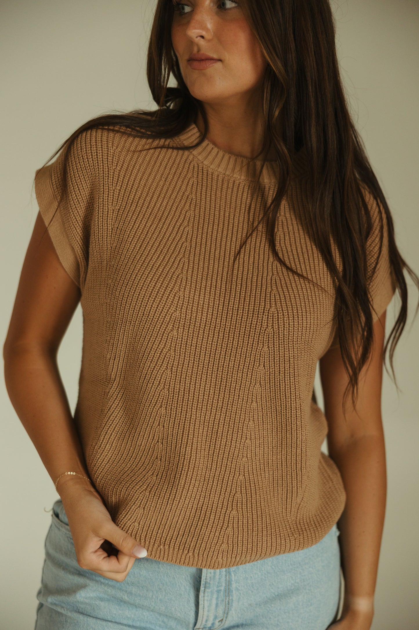 Latte Knit Sweater Top